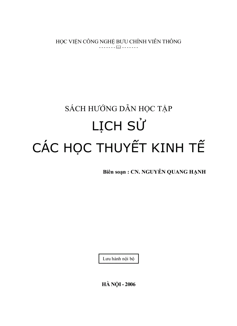 Giáo trình lịch sử các học thuyết kinh tế