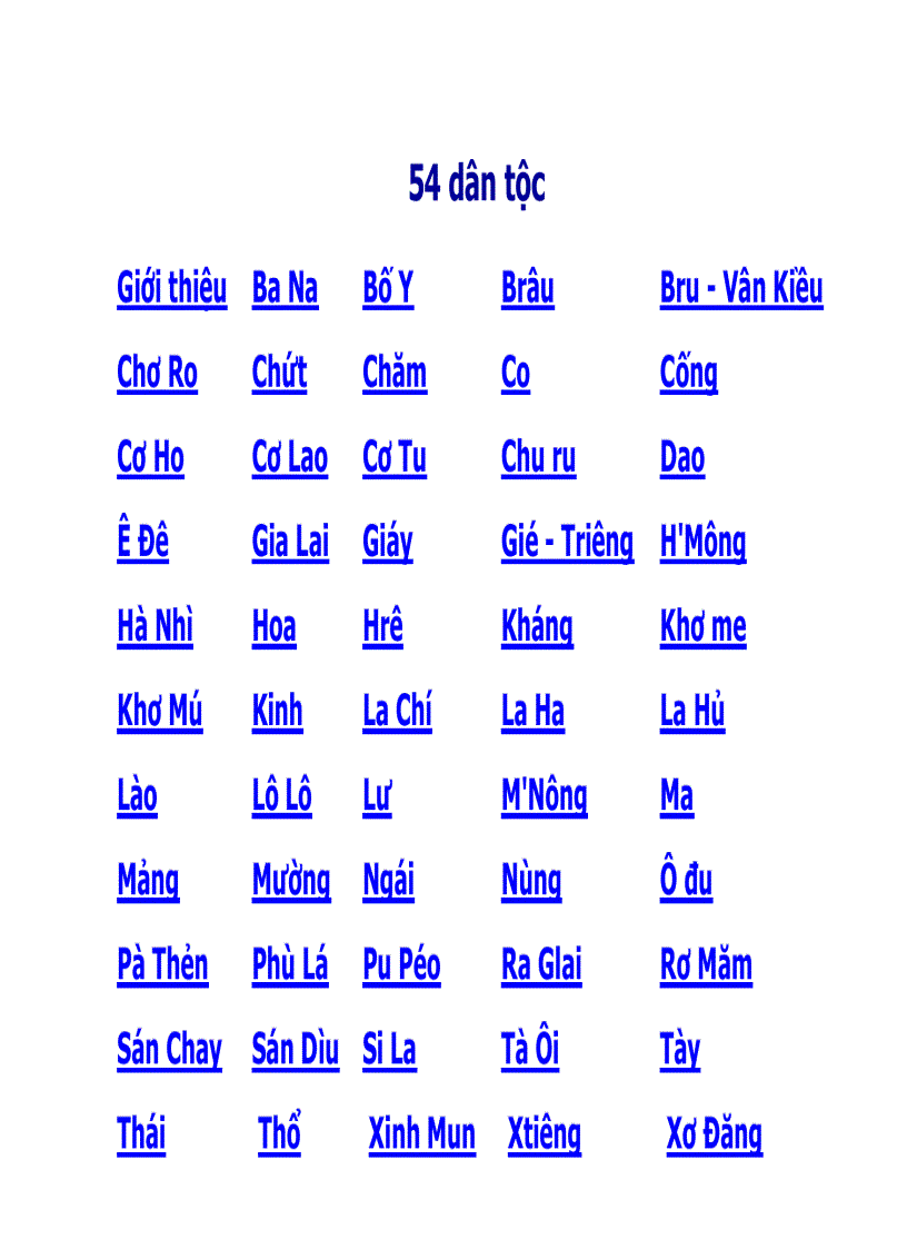 Tư liệu về 54 dân tộc việt nam