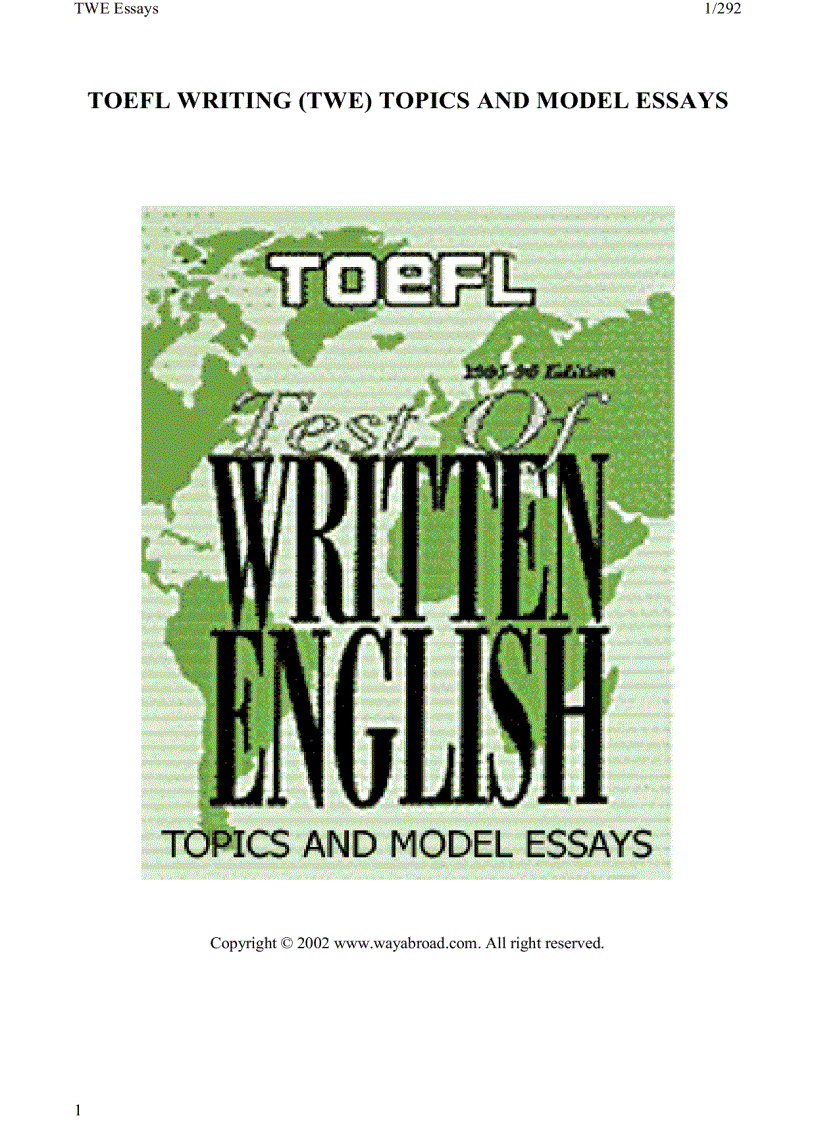 1 toefl writing twe topics and model essays