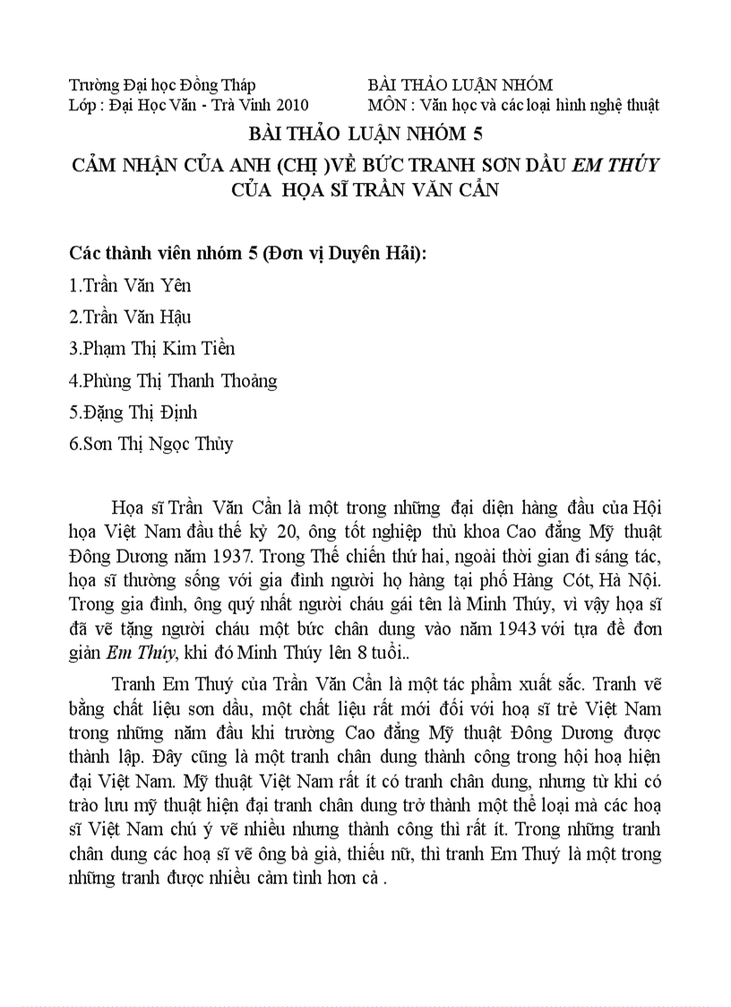 Cac loai hinh nghe thuat vn