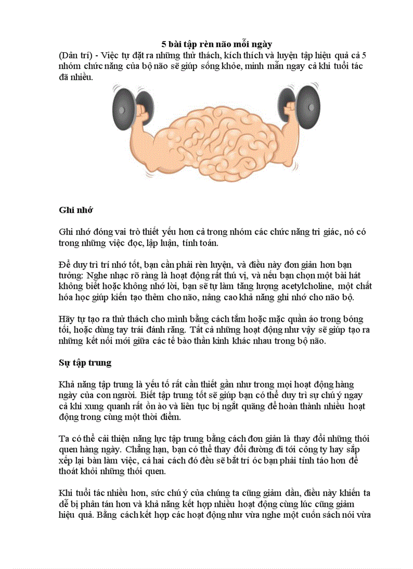 5 bài tập rèn não mỗi ngày