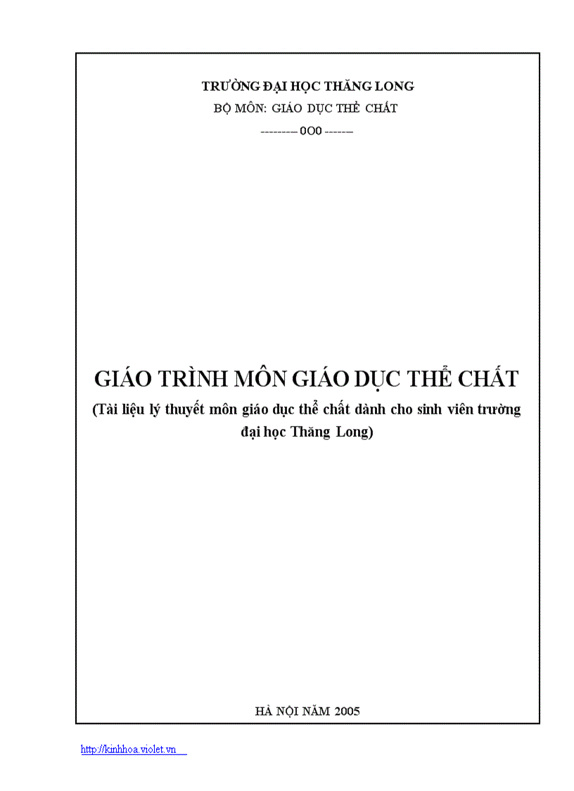 Giáo trình môn giáo dục thể chất