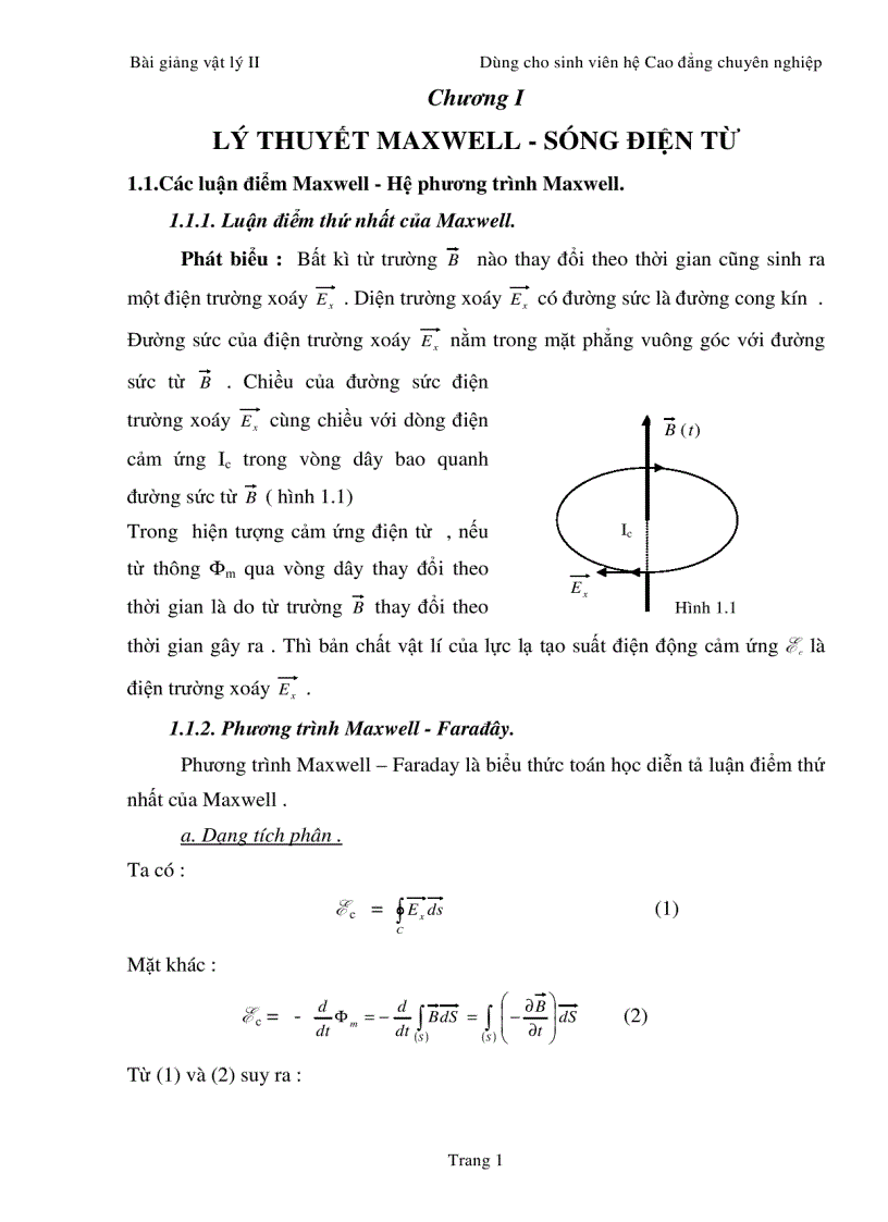 Bài giảng Vật lý 2