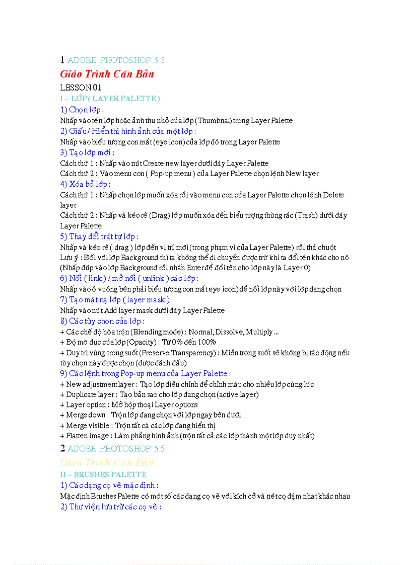 Lý thuyết Photoshop cơ bản