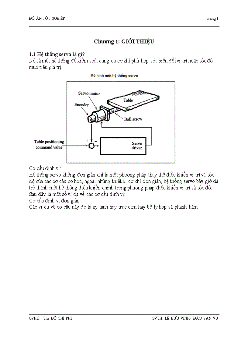 Tài liệu về động cơ servo