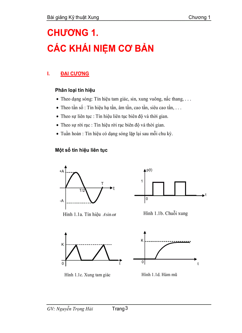 Bài giảng kỹ thuật xung 1