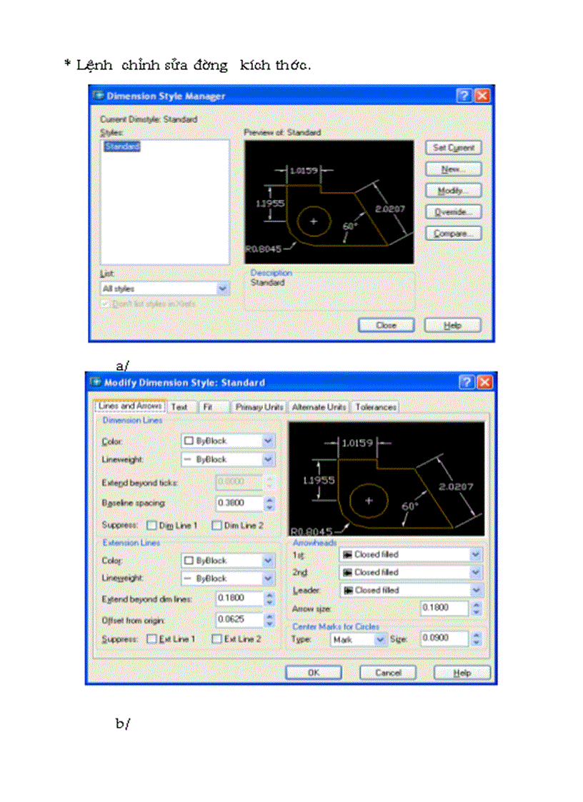 Ghi kich thuoc autocad