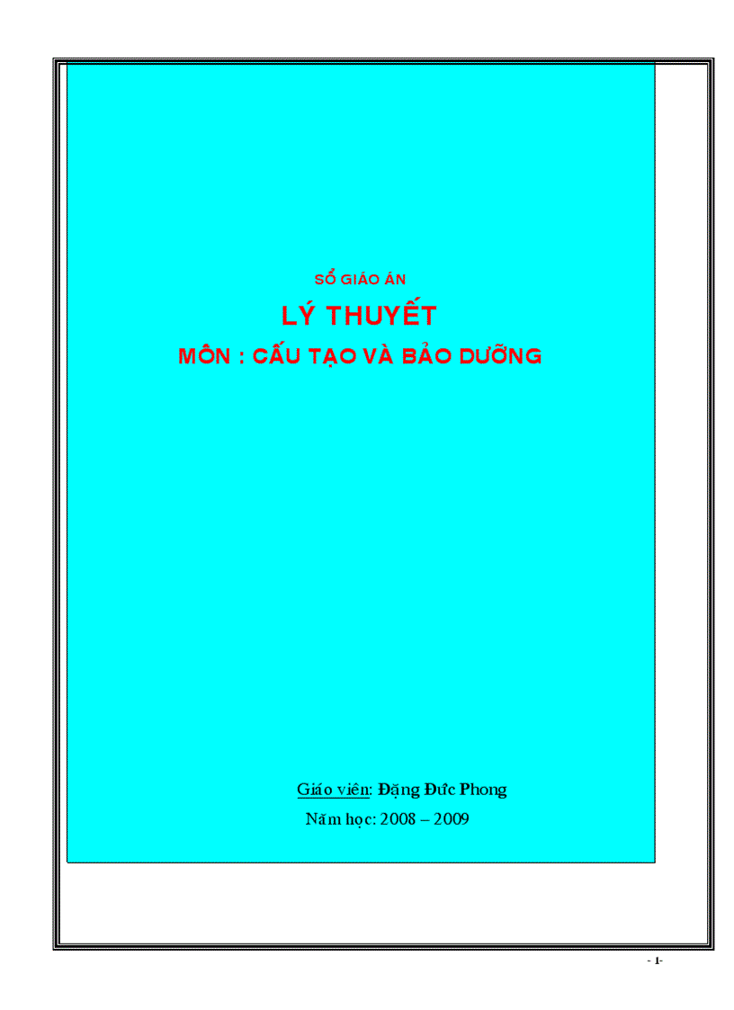 Giáo án cấu tạo và bảo dưỡng