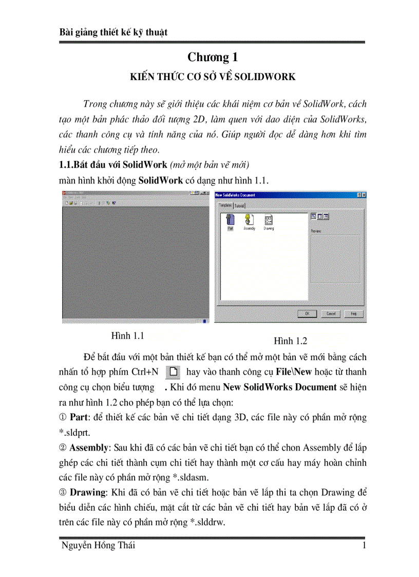 Bai giang SOLIDWORK02 chuong 1