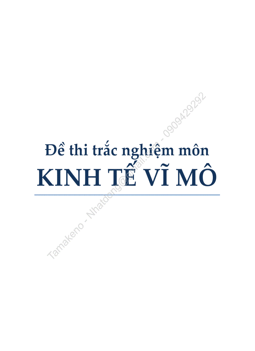 Đề thi trắc nghiệm Kinh tế vĩ mô