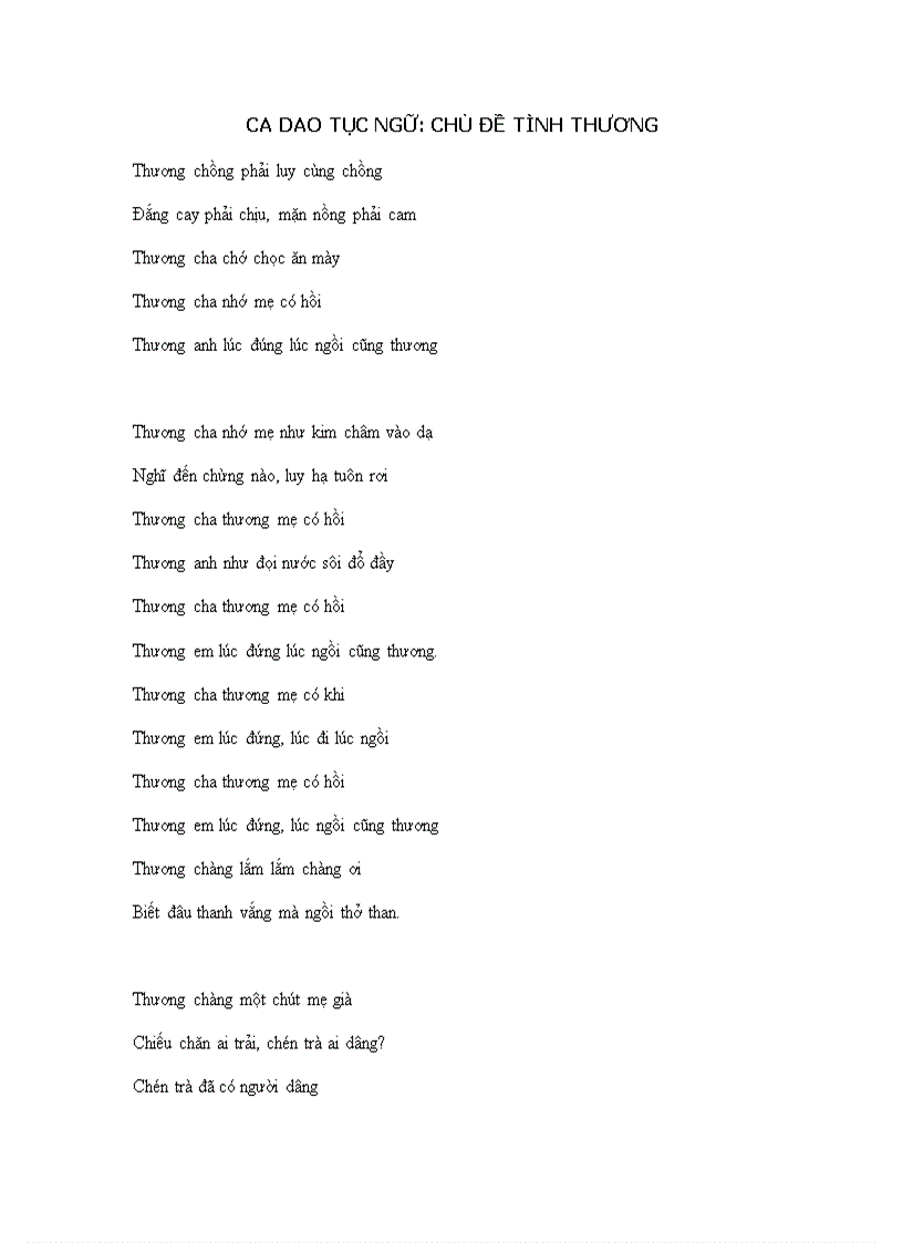 Ca dao tục ngữ chủ đề tình thương