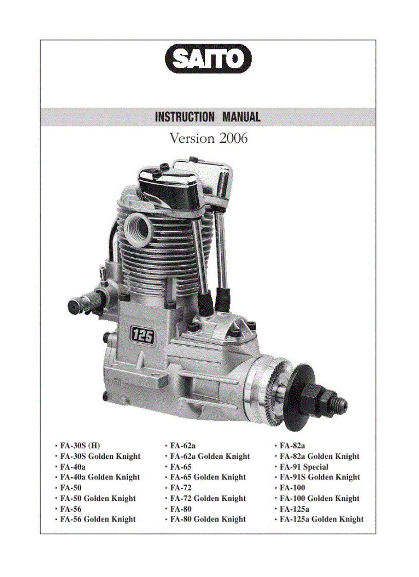 SAITO Small Medium single cylinder Manual