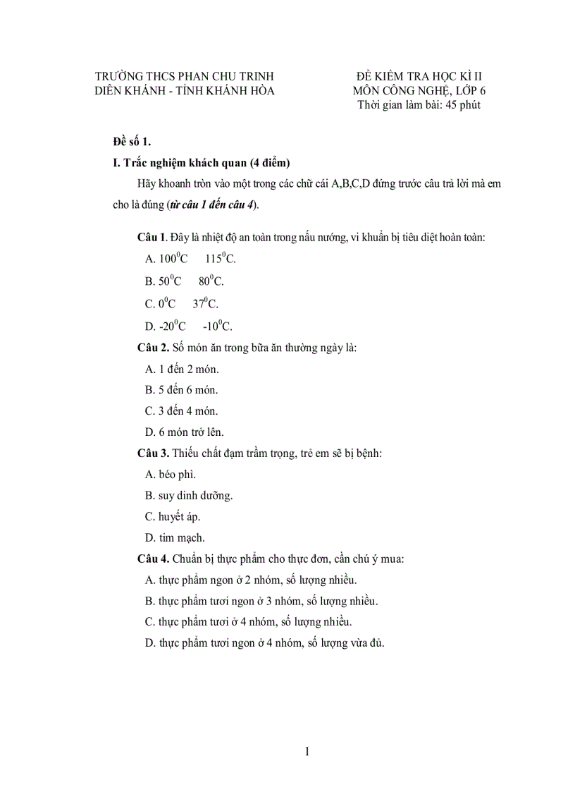 Đề HKII Công nghệ 6 5