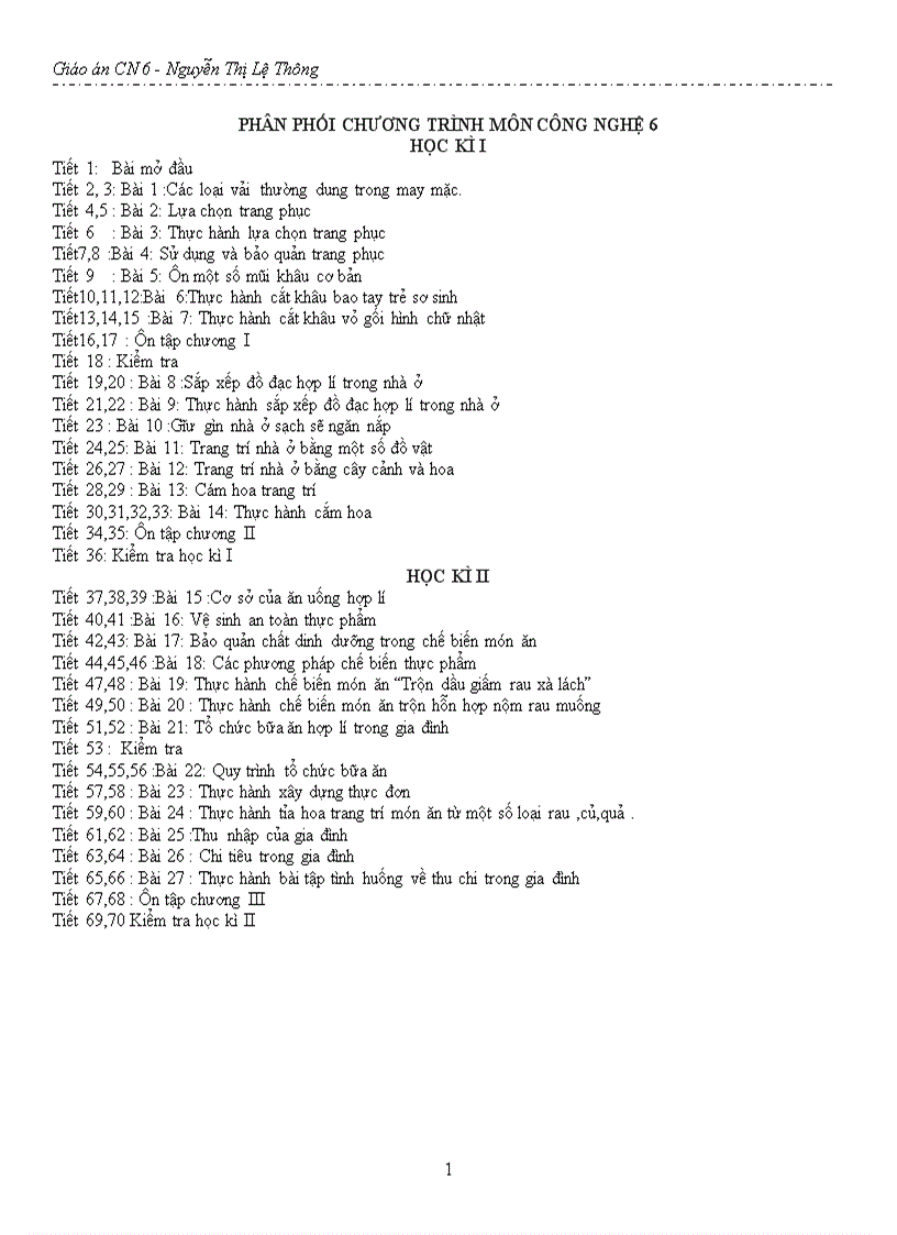 Giáo án công nghẹ 6 phần 1