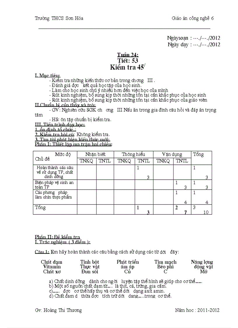 Tiet 61 kiẻm tra