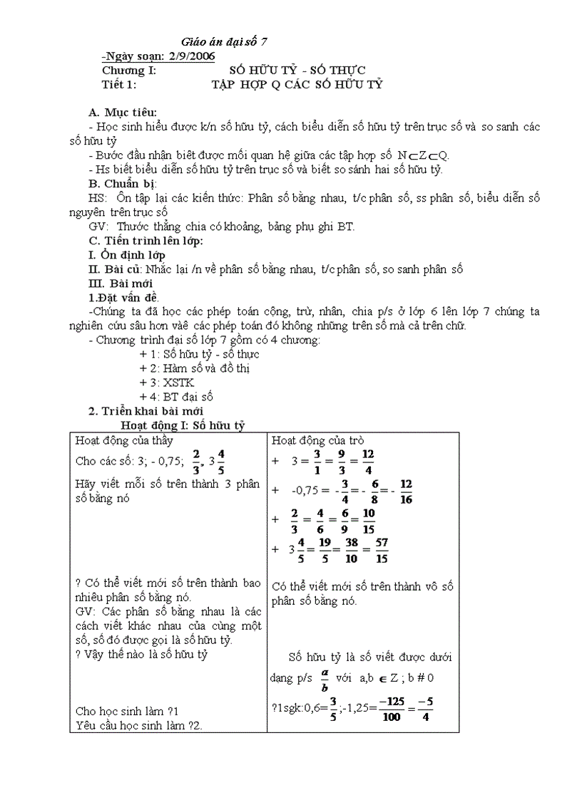 Giáo án đại số cả năm