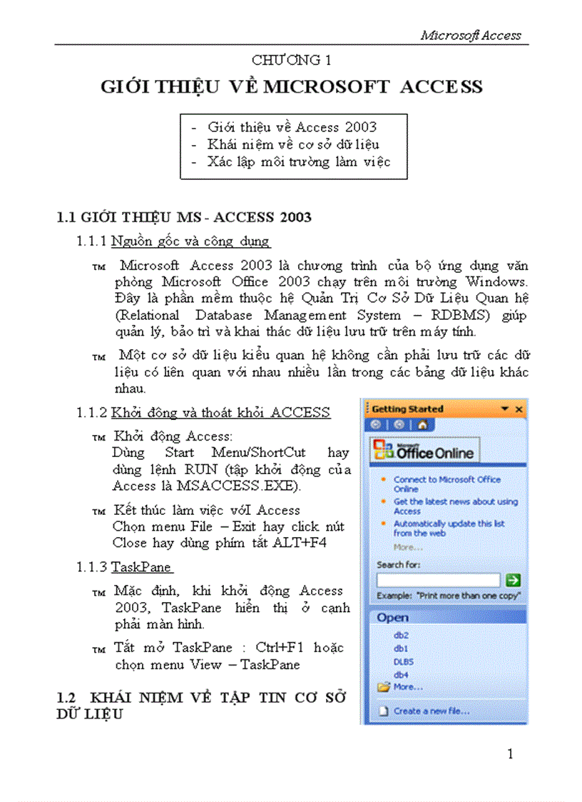 Giáo trinh acess 2003
