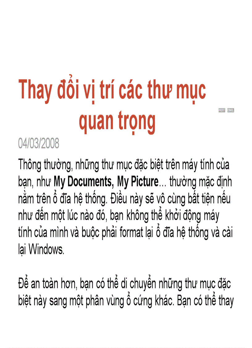 Thay đổi vị trí các thư mục không để mất dữ liệu