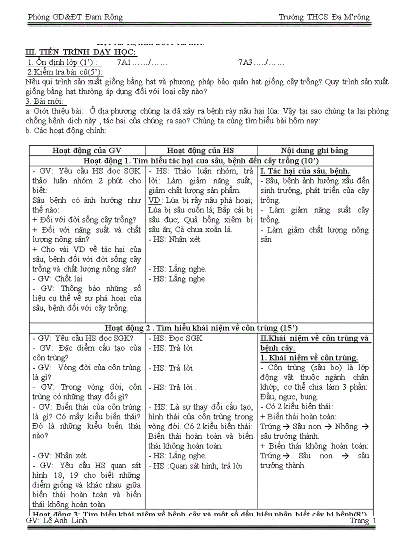 Tiết 9 Sâu bệnh hại cây trồng