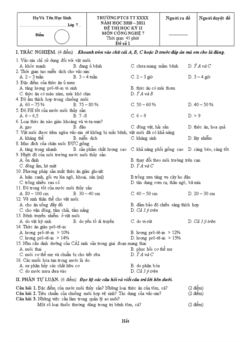 De kiem tra hkii mon cong nghe 7