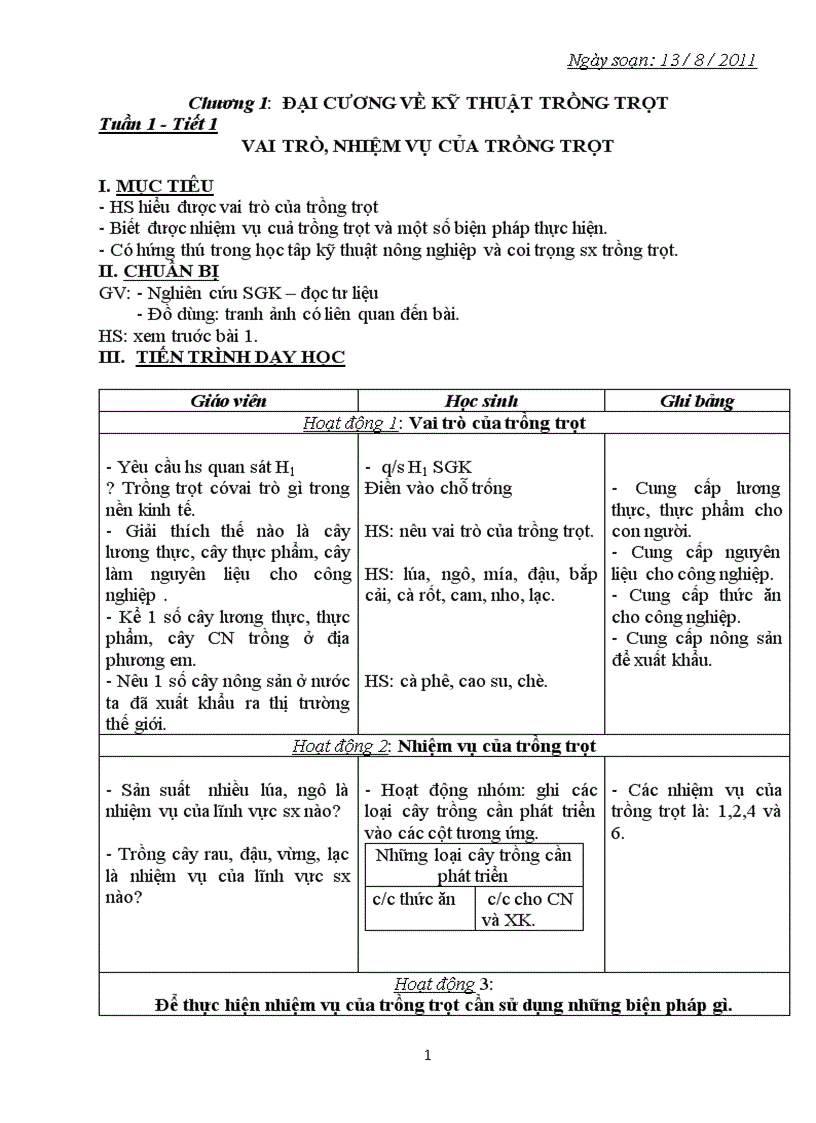 Công nghệ 7 tiết 1 tiết 9