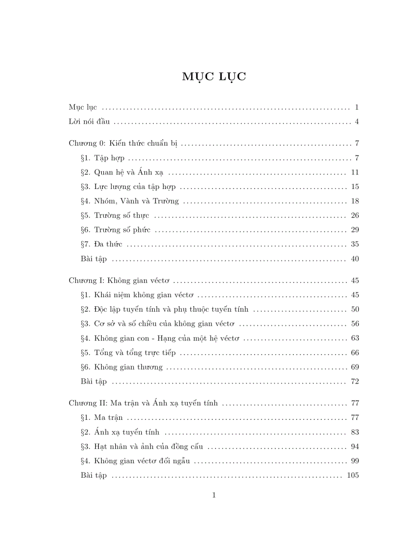 Đại số tuyến tính thầy Hưng 1