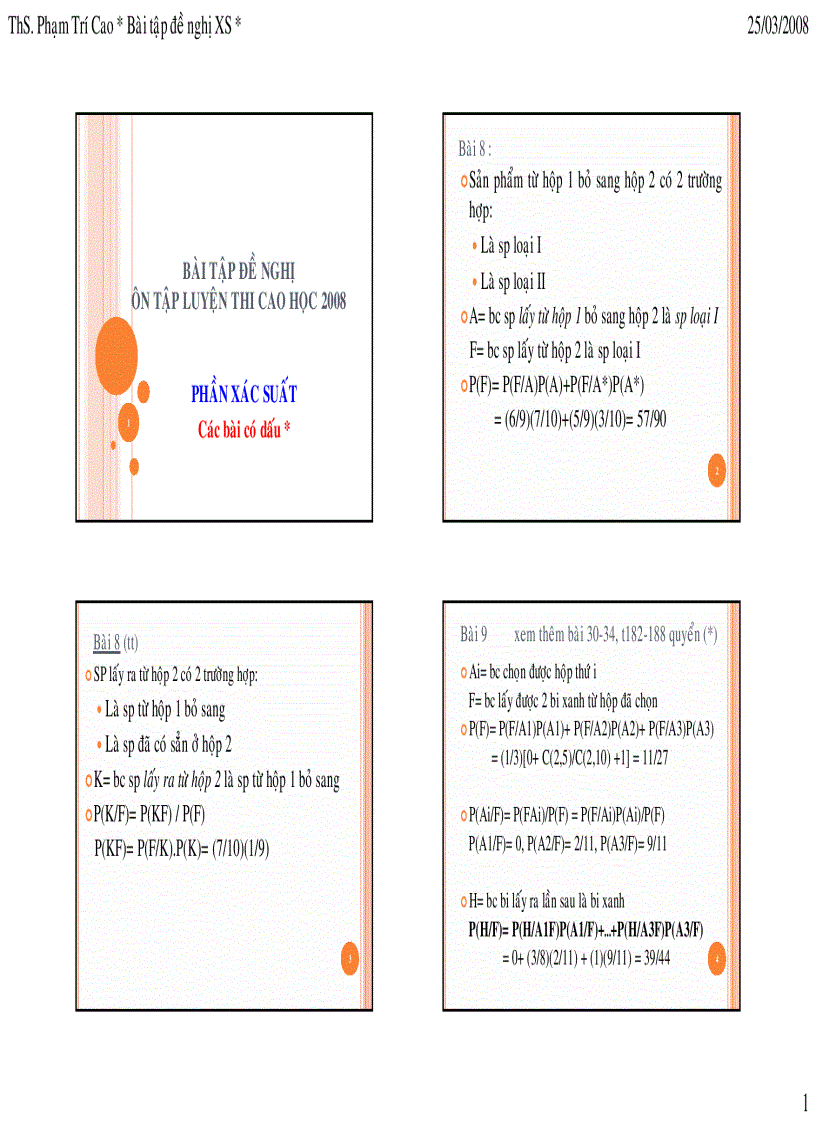 Bài tập xác suất