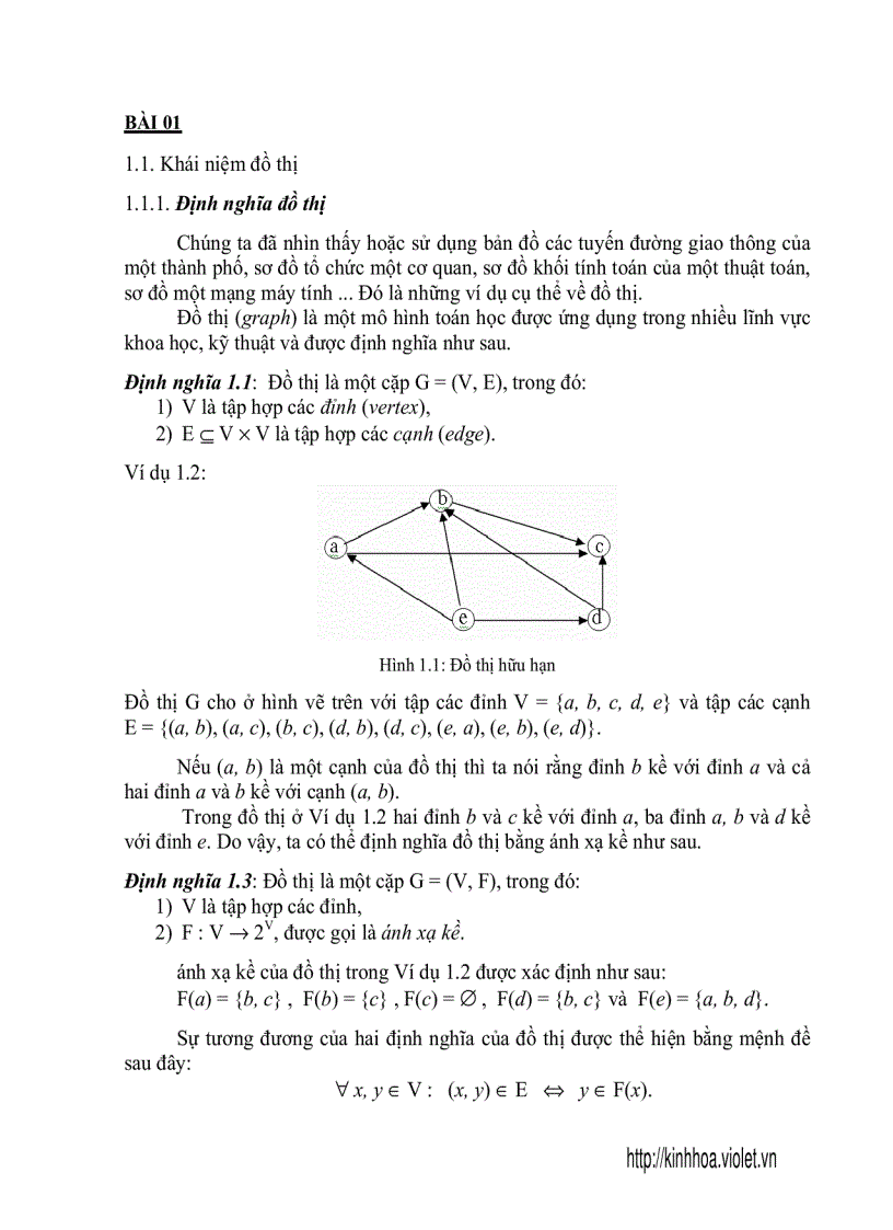 Lý thuyết đồ thị bài 1 1