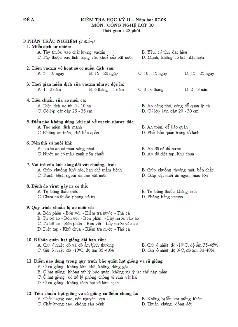 Kiểm tra học kỳ ii