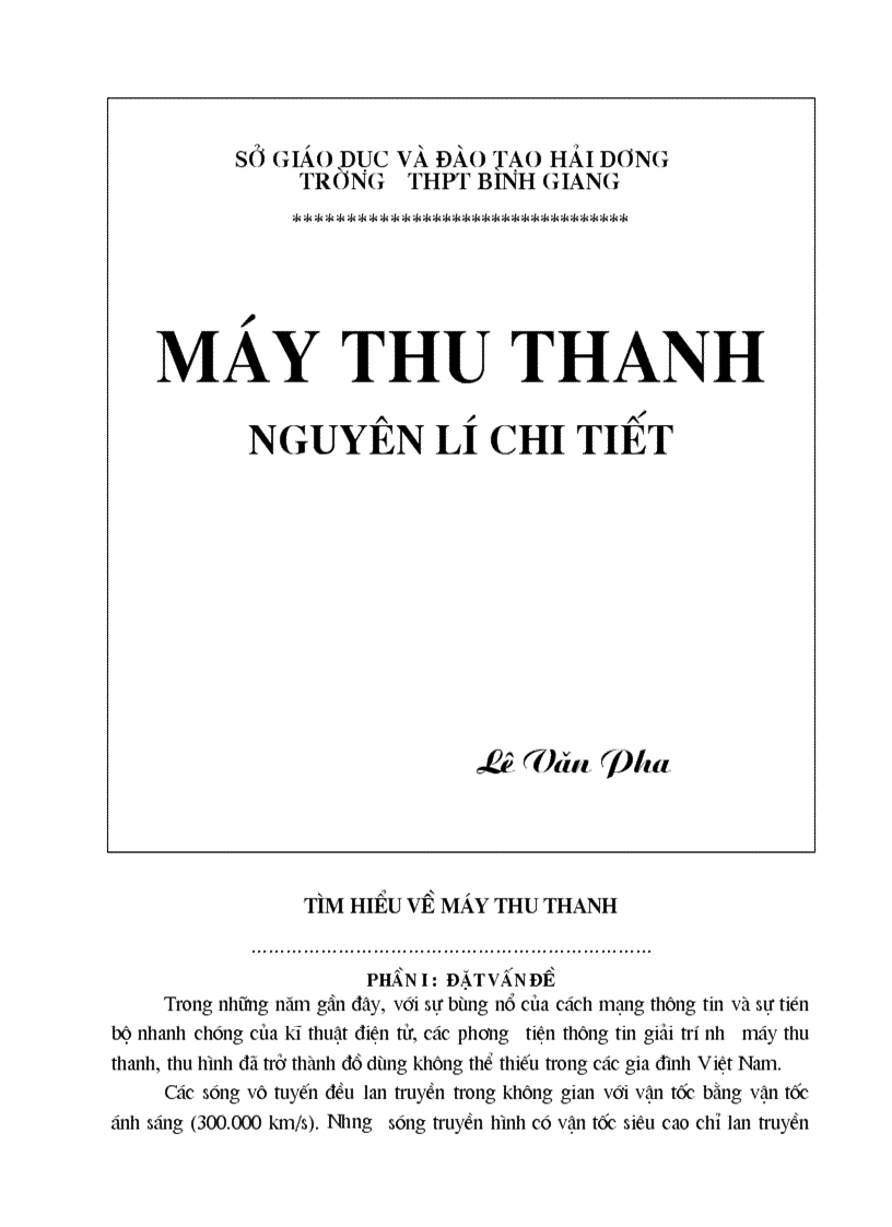 Máy thu thanh Nguyên lí chi tiết