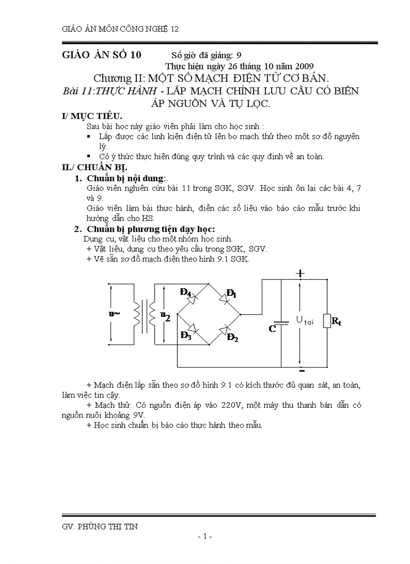 CÔNG NGHỆ 12 Tiết 10