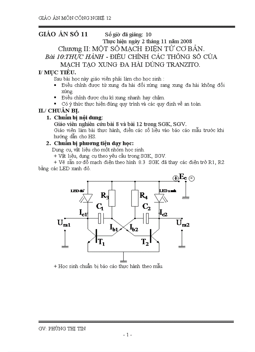 CÔNG NGHỆ 12 Tiết 11