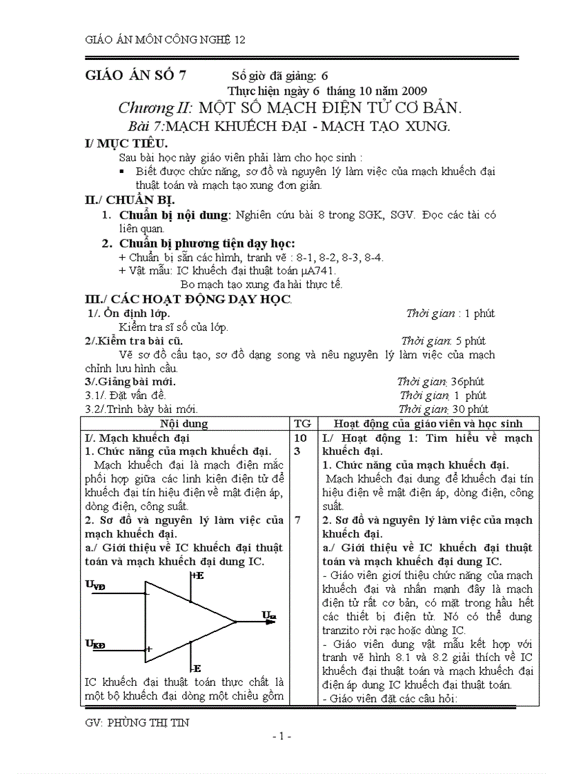 CÔNG NGHỆ 12 Tiết 7