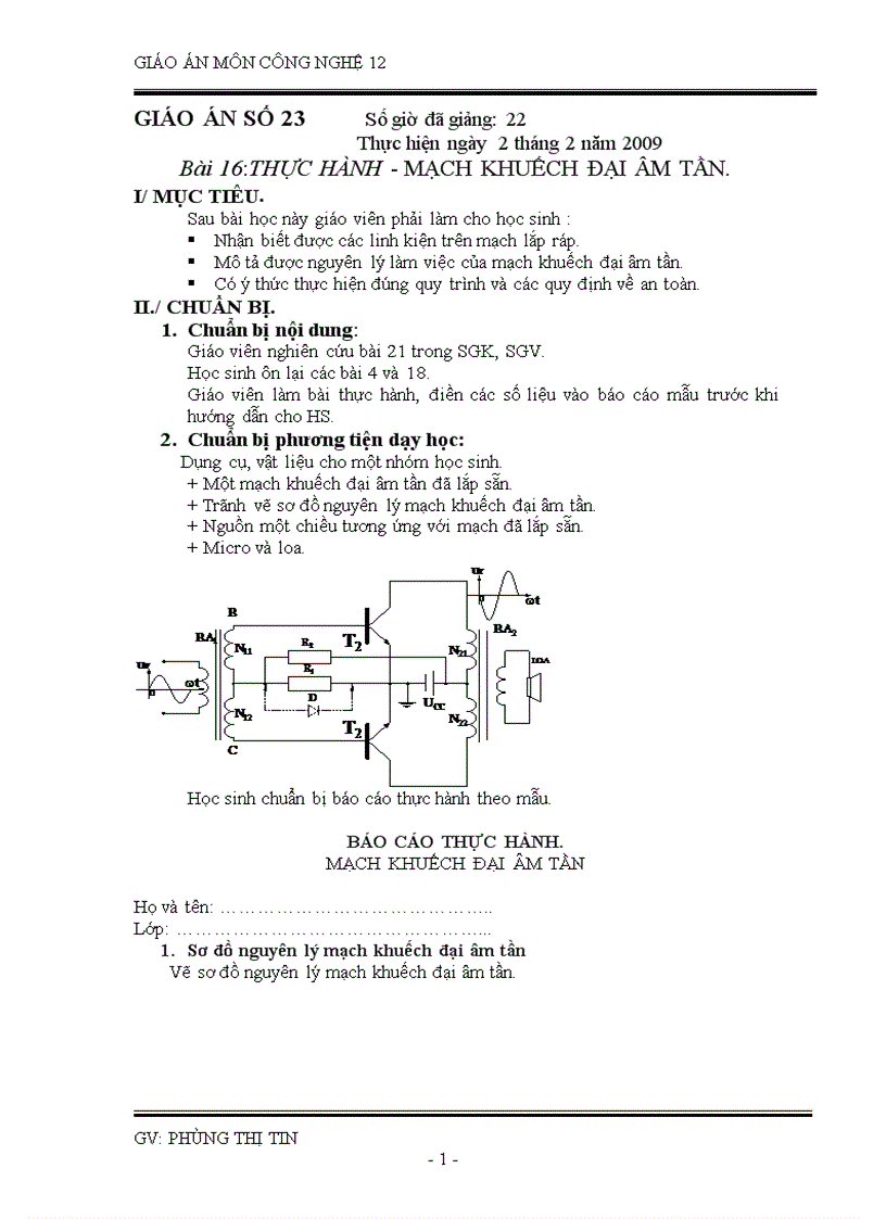 CÔNG NGHỆ 12 Tiết 23