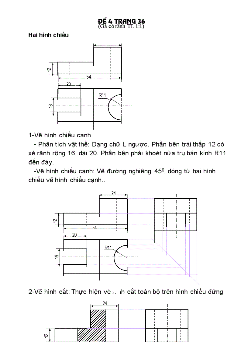 Cách vẽ đề 4 bài thực hành tr 36