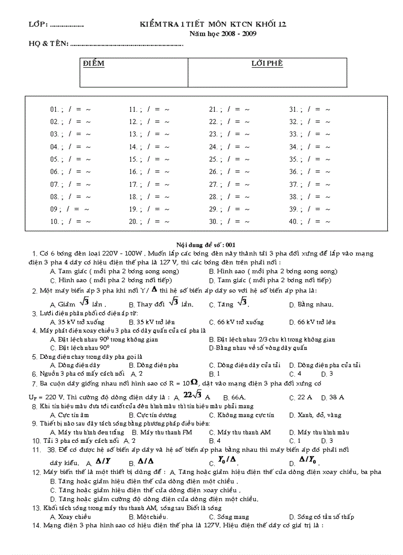 Kiem tra 45 phút cn 12 ki 2