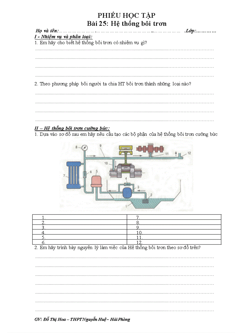 Phiếu học tập Bài 25