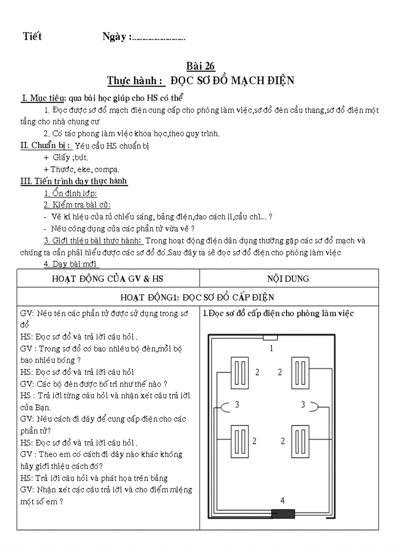 Bài 26 TH đọc sơ đồ mạch điện Nghề
