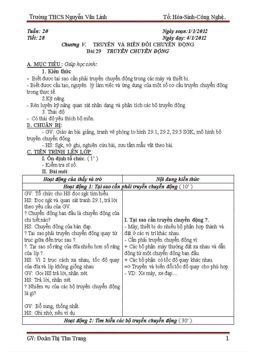 Giáo an công nghệ 8 hkii