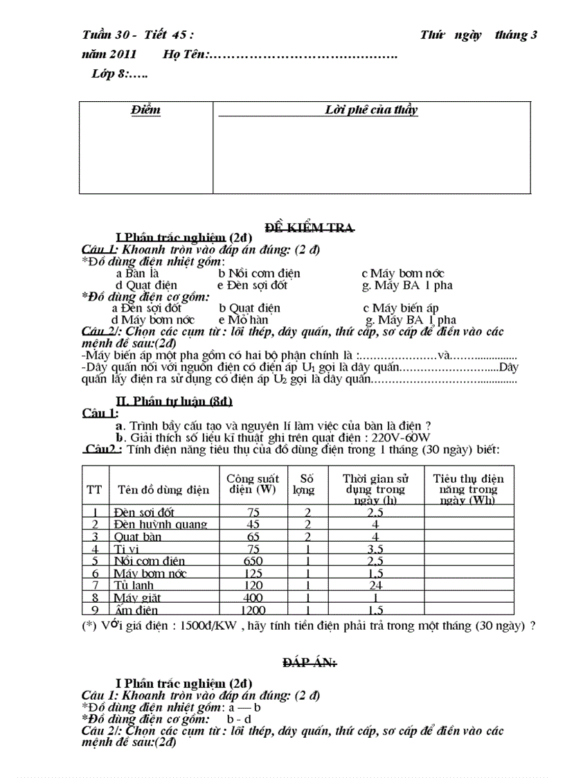 KTra C Nghệ 8 chươngVII mới