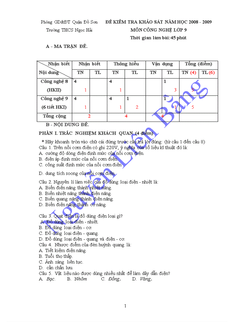 Đề khảo sát rất chuẩn