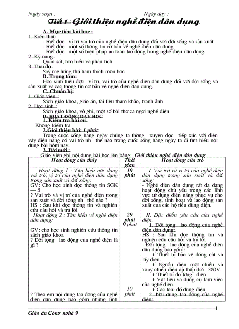 Giáo Án Word Công Nghệ 9