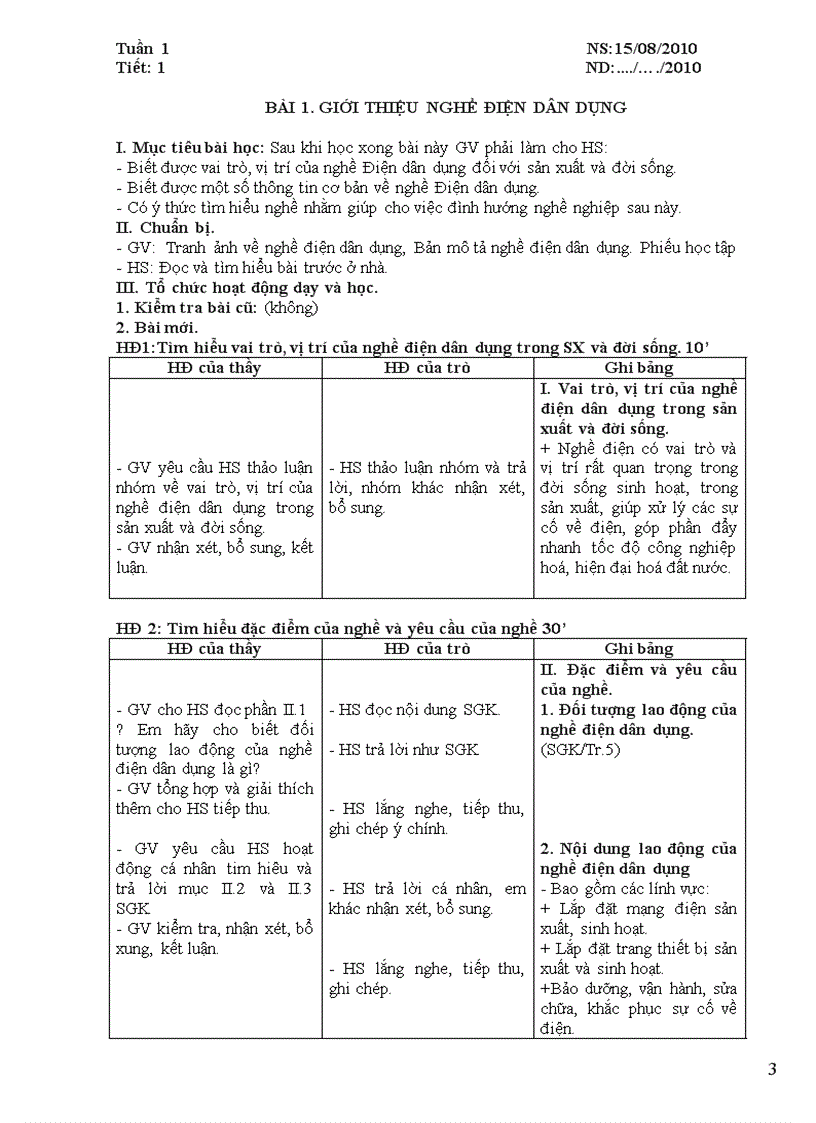 Giáo án công nghệ 9 ST