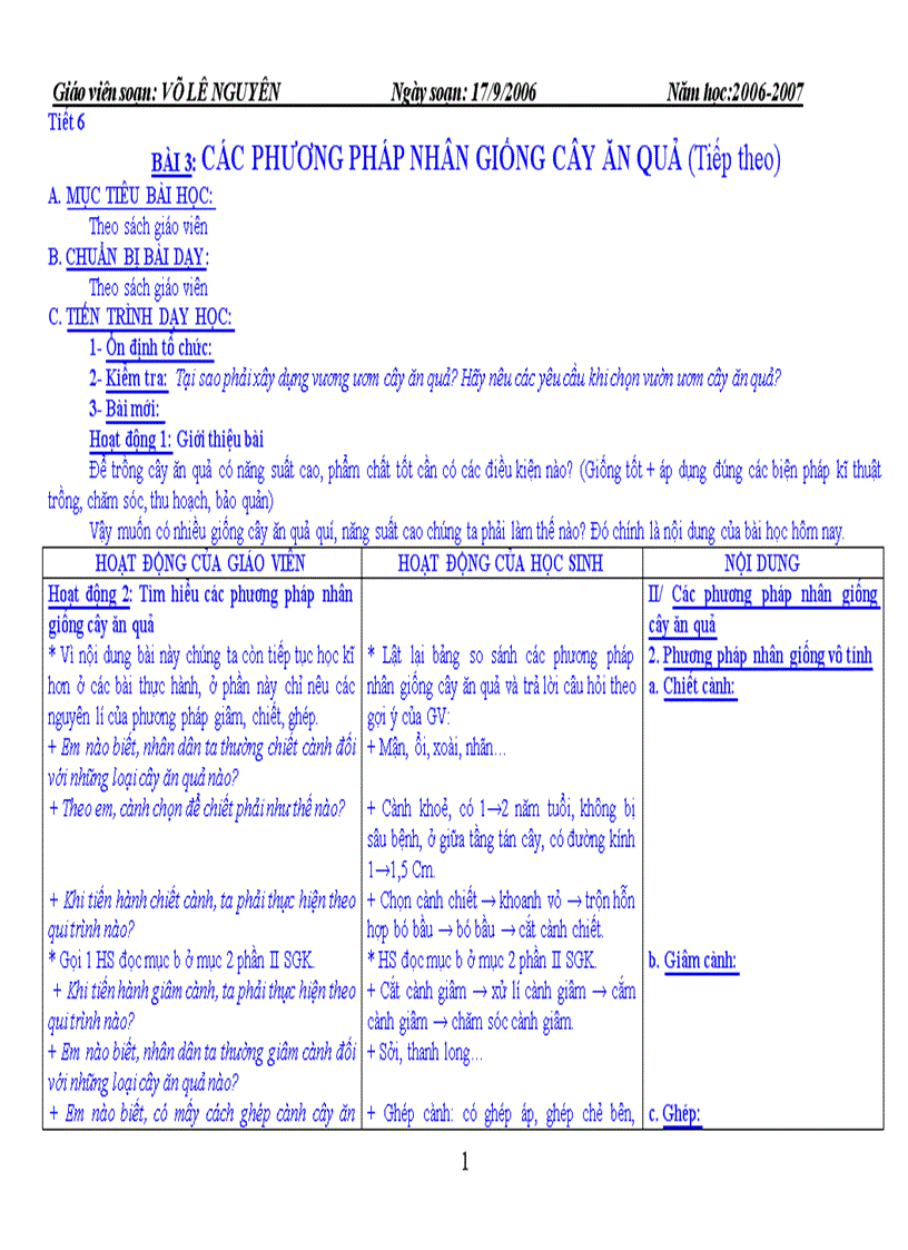 Các phương pháp nhân giống cây ănquả tiếp theo