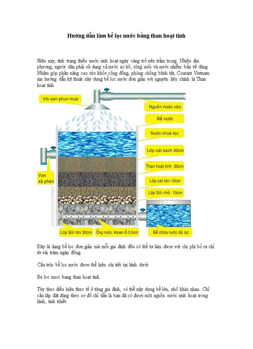 Hướng dẫn làm bể lọc nước bằng than hoạt tính