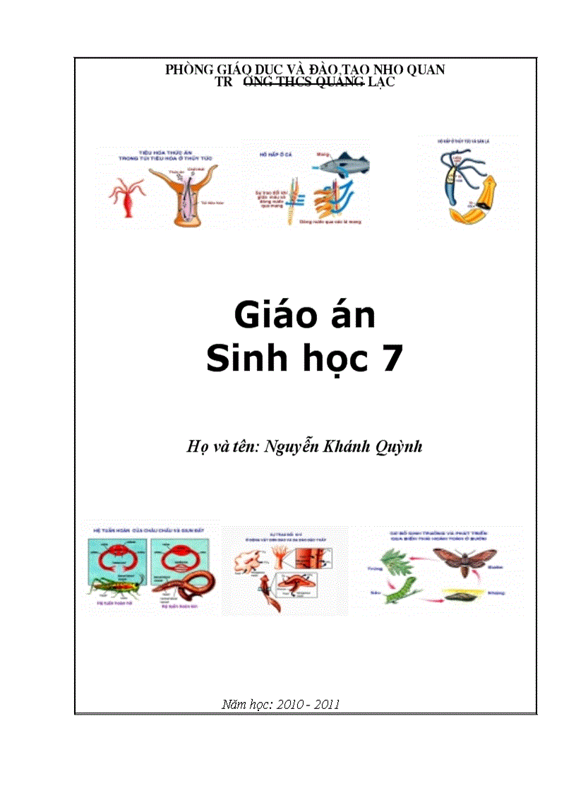 Mẫu bìa giáo án sinh học 7