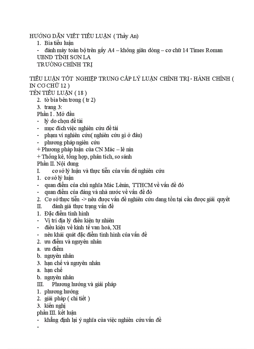 Hướng dẫn viết Tiểu luận 2011