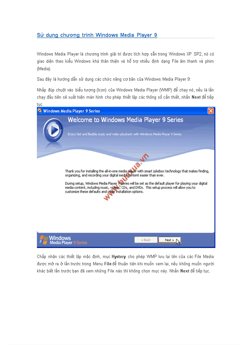 Sử dụng chương trình Windows Media Player 9 doc