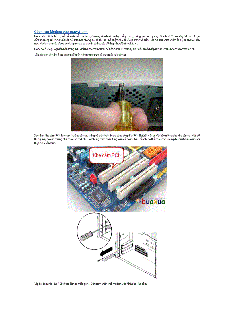 Cách ráp Modem vào máy vi tính doc