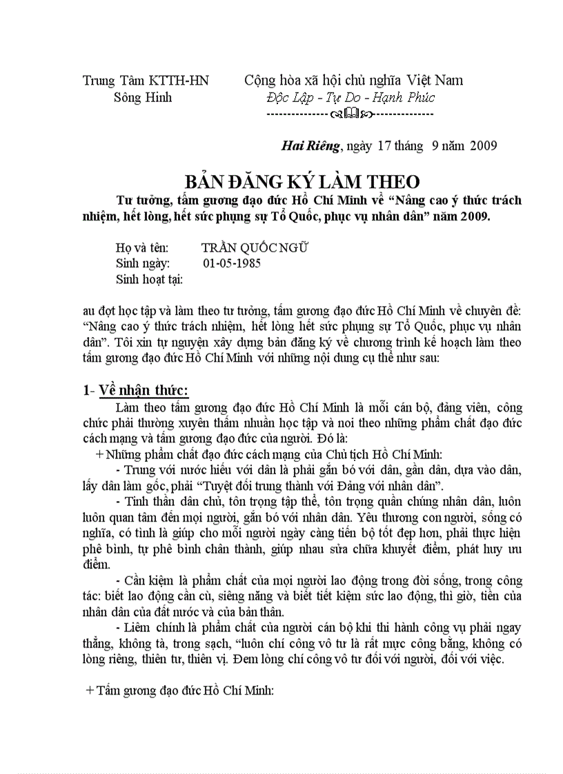 Lam theo tam guong HCM